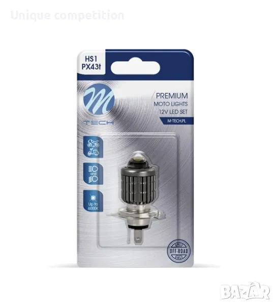 МОТО LED КРУШКА С ЛУПА  HS1/H4 M-TECH, снимка 1