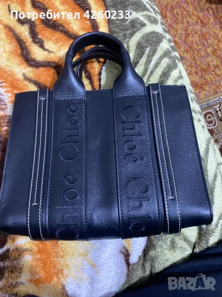 Чанта CHLOE SMALL WOODY TOTE BAG IN BLACK, снимка 1