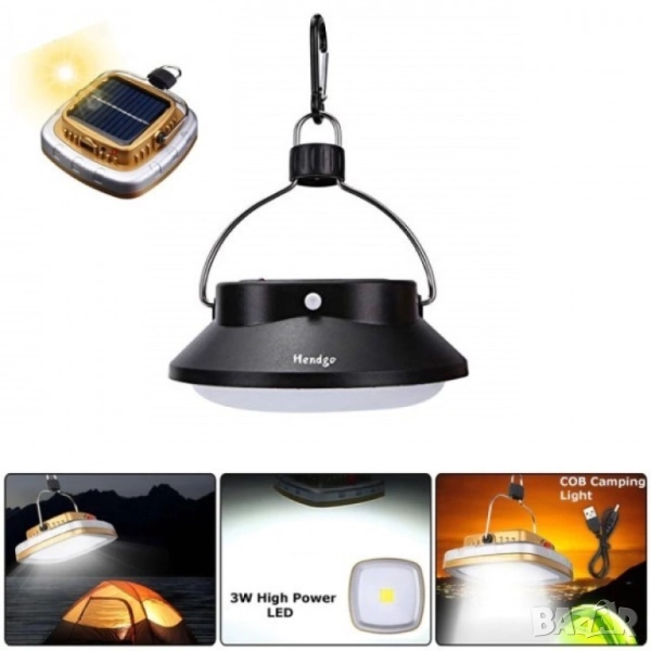 Соларна LED лампа с карабинер  , снимка 1