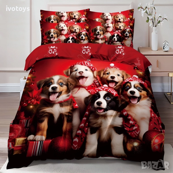 Двулицево коледно спално бельо (Реално изображение), 6 части - Модел WS17137, снимка 1