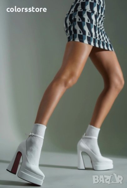 Обувки на ток - бяла кожа - VT2, снимка 1