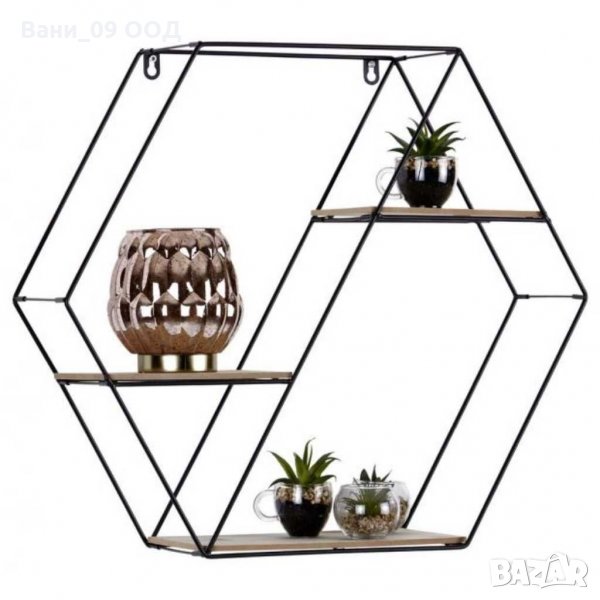 Етажерка за стена-дърво и метал, снимка 1