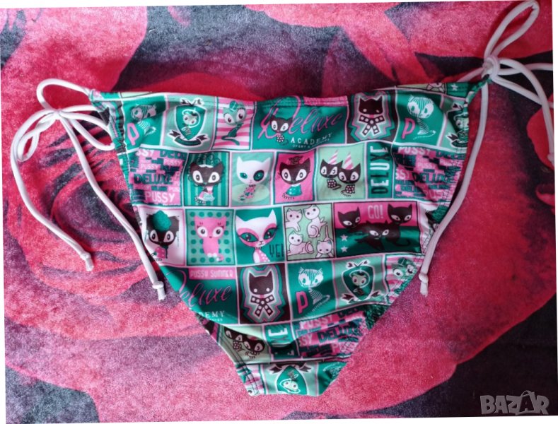 Pussy Summer Зелен бански долнище с котки М, снимка 1