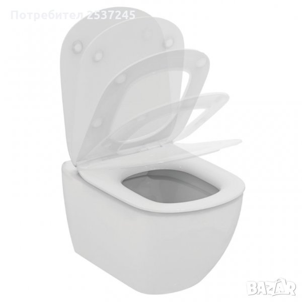 Конзолна тоалетна чиния Ideal Standard Tesi Rimless с капак забавено падане, снимка 1