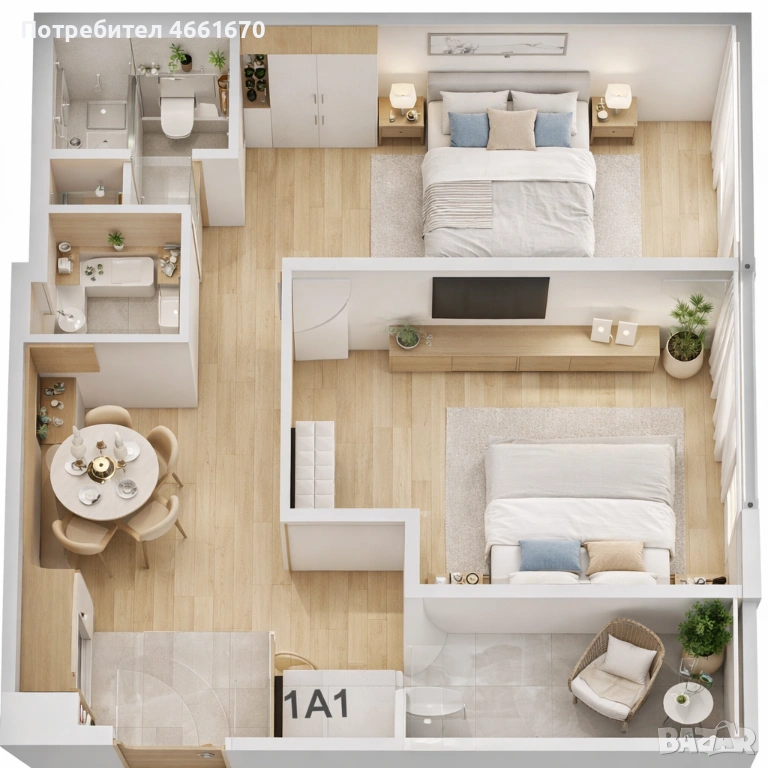 Двустаен апартамент в Южен, снимка 1