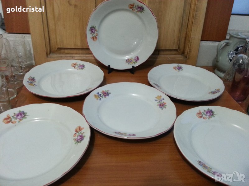 Стар български порцелан чинии плитки за основно , снимка 1
