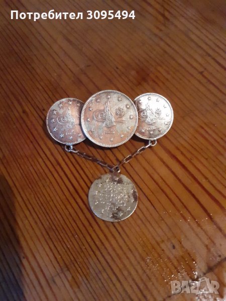 СРЕБЪРНА БРОШКА. Направена от ОСМАНСКИ куруши., снимка 1