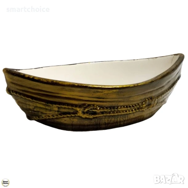 Декоративно керамично плато - Лодка в златисто 17 см. Модел DM-2008, снимка 1