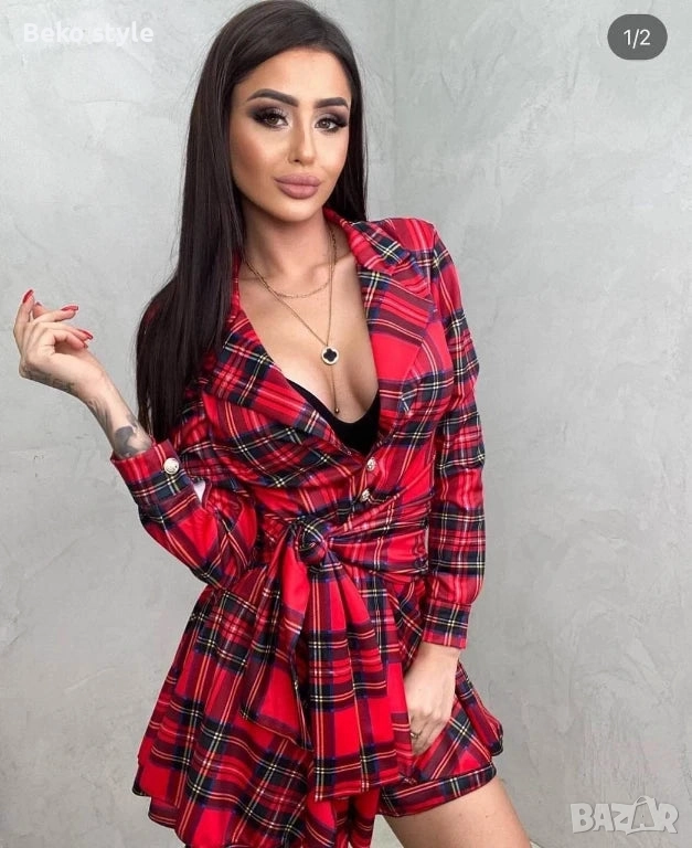 Елегантен гащеризон кариран десен, снимка 1