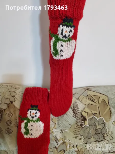 Ръчно  плетени  дамски  коледни  чорапи  размер  38, снимка 1