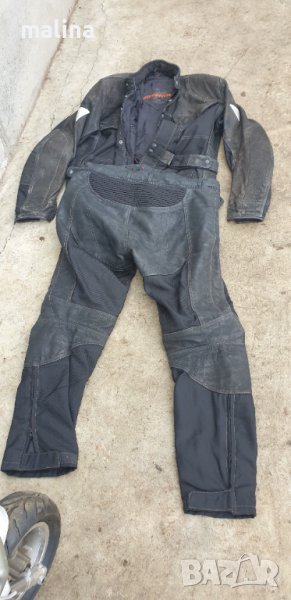 Мото екипировка панталон с яке кожа с текстил , снимка 1