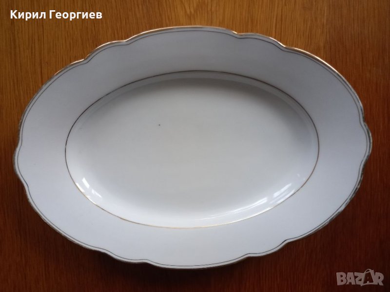 Голямо порцеланово плато със златен кант Мошендорф Бавария , снимка 1
