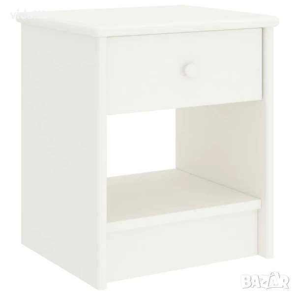 vidaXL Нощно шкафче, бяло, 35x30x40 см, бор масив(SKU:322222), снимка 1