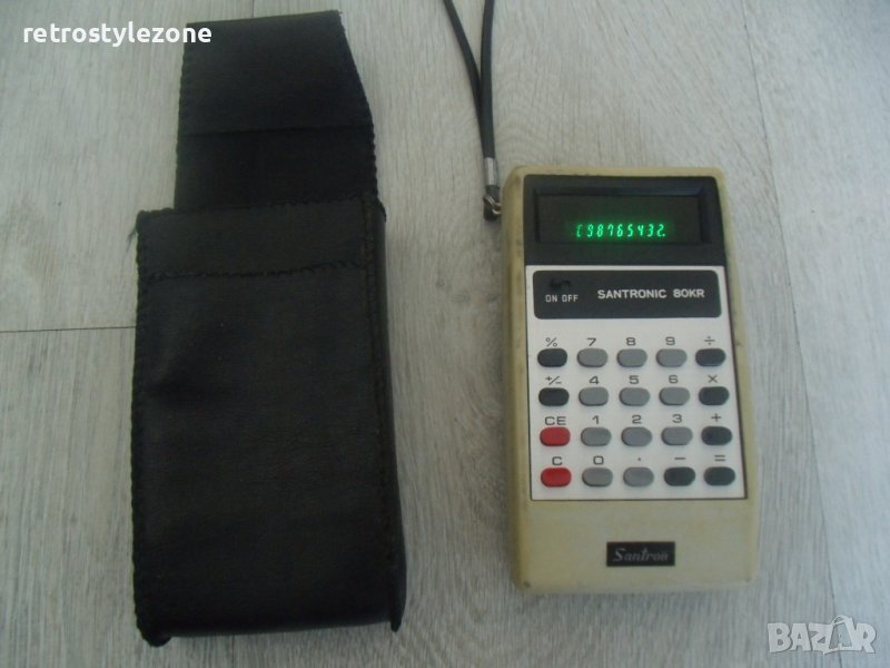 № 6368 стар калкулатор - Santron  - с калъфче  - работещ , снимка 1