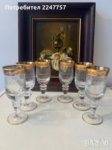 Кристални чаши за ракия Murano Medici, снимка 1