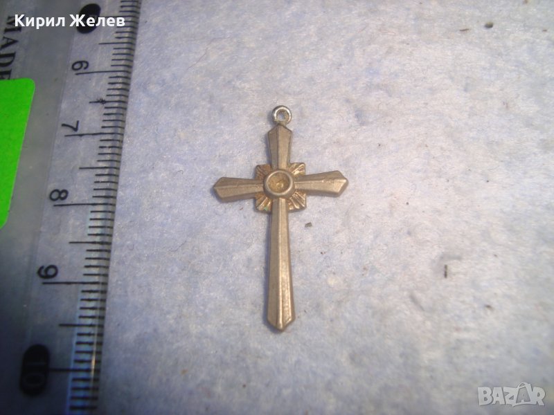 СТАРО СТИЛНО МАЛКО НАГРЪДНО РЕТРО КРЪСТЧЕ ПОСРЕБРЕНО 24697, снимка 1