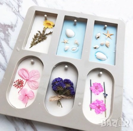 6 големи табели тагове етикети модел 1 силиконов молд форма шоколад гипс смола, снимка 1