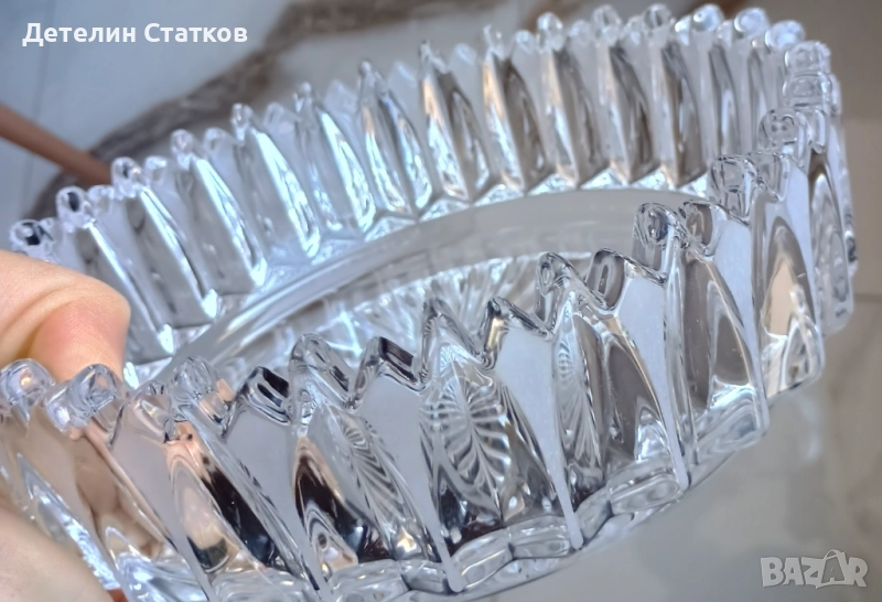Винтидж тежка стъклена купа , снимка 1