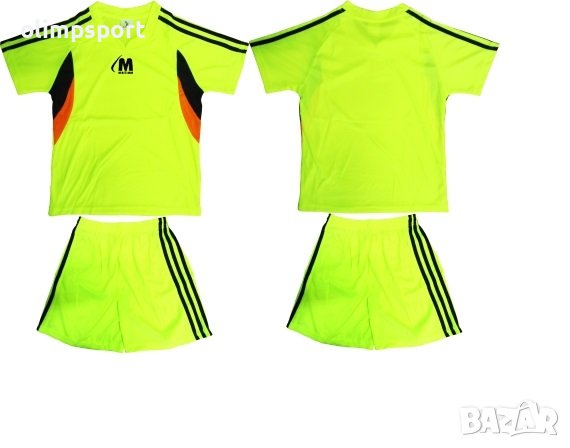 Детски екип за футбол/ волейбол/ хандбал фланелка с шорти ел. зелено, черно и оранжево. , снимка 1