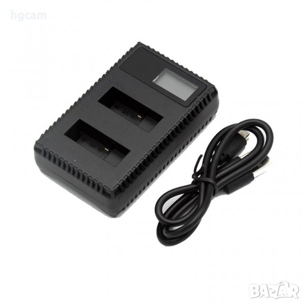 Зарядно за GoPro Hero 3/3+, За батерии AHDBT-201/301/2, LCD дисплей, USB кабел, Двойно, снимка 1