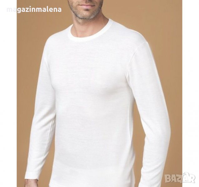 Nottingham XXL шампанско италианска мъжка вълнена блуза с дълъг ръкав мъжко вълнено бельо , снимка 1