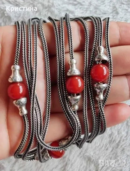 Много красиво масивно сребърно колие с Карнеол, снимка 1