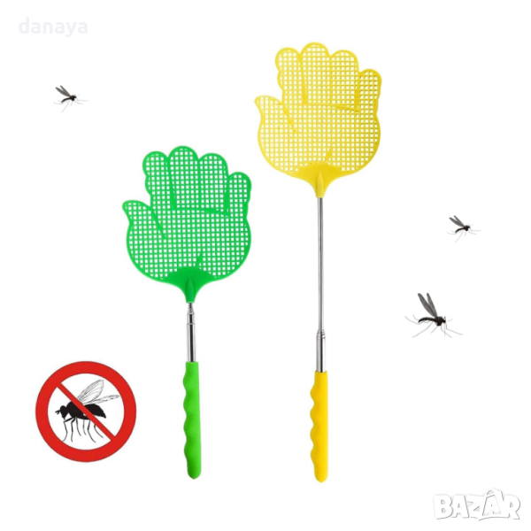 4629 Палка за мухи с телескопична дръжка Ръчичка сгъваема мухобойка, снимка 1