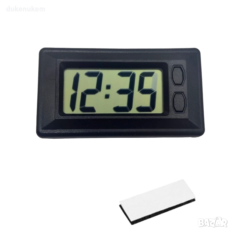 Мини електронен часовник, за автомобил, офис и дом, самозалепващ, снимка 1