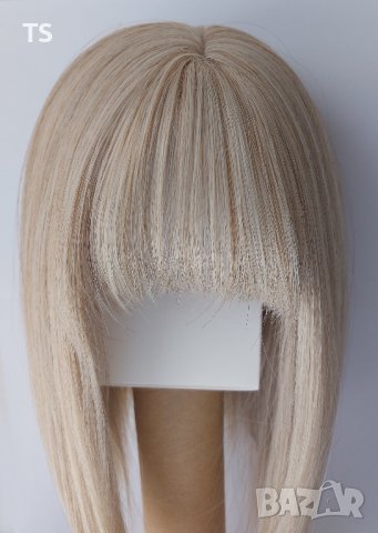 Уникална къса руса перука с бретон, снимка 4 - Аксесоари за коса - 43421428