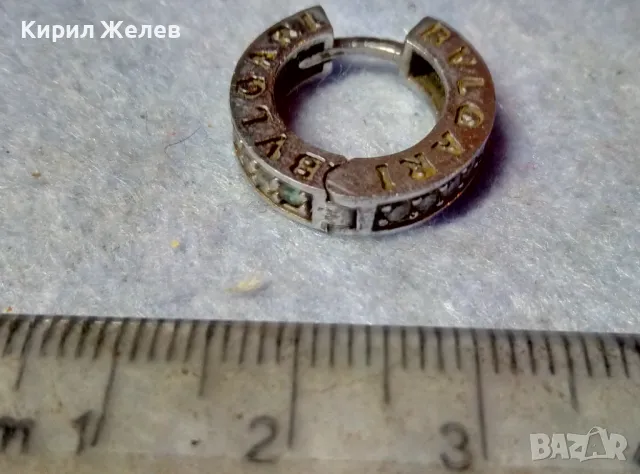 BVLGARI БУТИКОВА СКЪПОЦЕННА СРЕБЪРНА ОБЕЦА СРЕБРО 925 с БЯЛА ПОЗЛАТА и ЦИРКОНИ - БУЛГАРИ 32044, снимка 6 - Обеци - 48953801