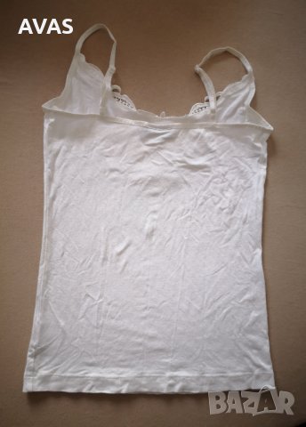 Нов бял топ с регулиращи се презрамки и дантела, снимка 2 - Корсети, бюстиета, топове - 32537256