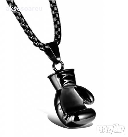 Колие боксова ръкавица верига от неръждаема стомана боксьорска ръкавица за мъже мъжки хип-хоп спортн, снимка 3 - Колиета, медальони, синджири - 38291213