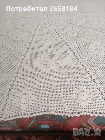 Ръчно плетена покривка диам.145см., снимка 2 - Покривки за маси - 43168653