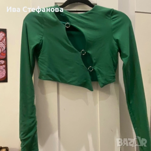 Нова елегантна парти зелена блуза топ Oh Polly , снимка 5 - Корсети, бюстиета, топове - 51607145