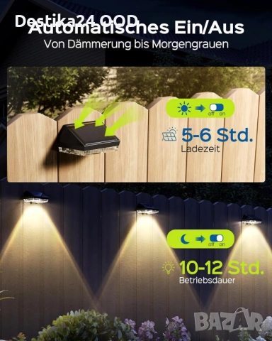 Соларни LED градински лампи RGB водоустойчиви IP65 комплект 6 броя, снимка 4 - Соларни лампи - 53504945