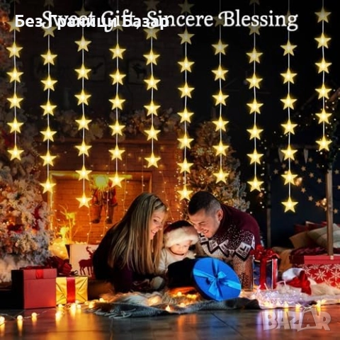 Нови 6 броя Коледни LED светлини звезди, 8 режима, таймер, топла светлина, снимка 6 - Декорация за дома - 52307925