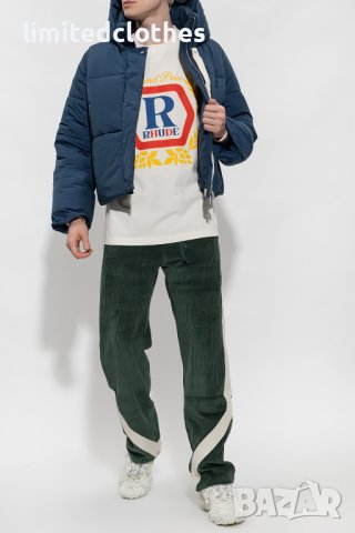 RHUDE Cream Grand Prix Hopps Logo Oversized Мъжка Тениска size S (M) и M (L), снимка 6 - Тениски - 42979314