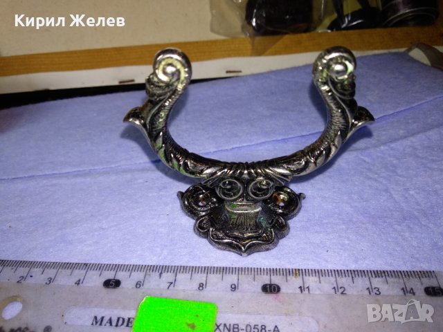 Стар РЕТРО ОРНАМЕНТИРАН СРЕБРИСТ МЕТАЛЕН ОРНАМЕНТ / ДРЪЖКА от СТАРИННА МЕБЕЛ или ДРУГО 41289, снимка 7 - Други ценни предмети - 43588111