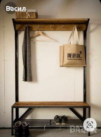 Компмект закачалка и шкафче за обувки с ковано желязо, снимка 12 - Етажерки - 33082417