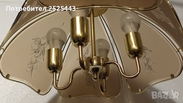 Абажур (полилей) - метален с 6 стъкла  - и 4 х 10W - Нови LED крушки, снимка 2 - Лампи за стена - 44006638