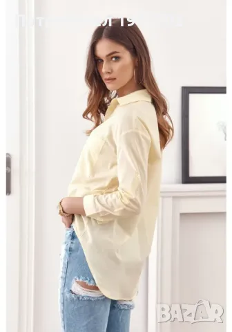 Дамска риза с дълъг ръкав в жълт цвят MP25901 FASARDI, снимка 2 - Ризи - 47752842