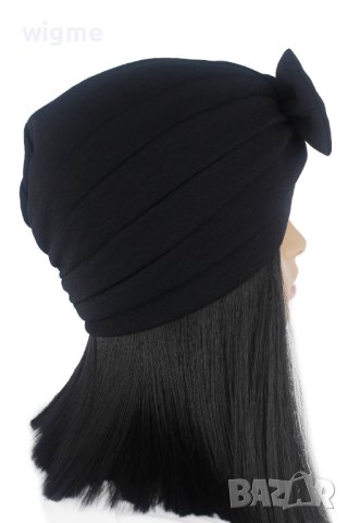 Тюрбан за коса с пандела в черно, снимка 2 - Аксесоари за коса - 40511340