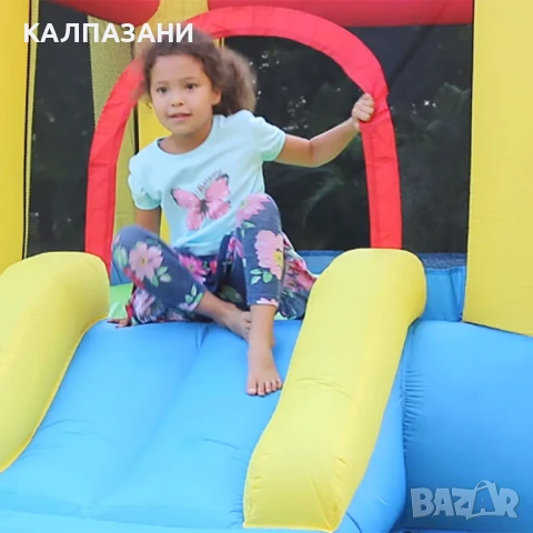 HAPPY HOP Батут замък с пързалка и помпа 253x200x160 9520 , снимка 9 - Надуваеми играчки - 50446733