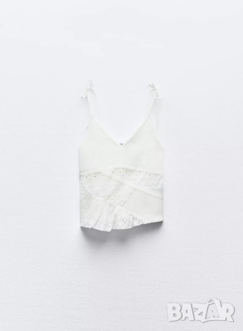 Нов трикотажен топ с рязана бродерия ZARA