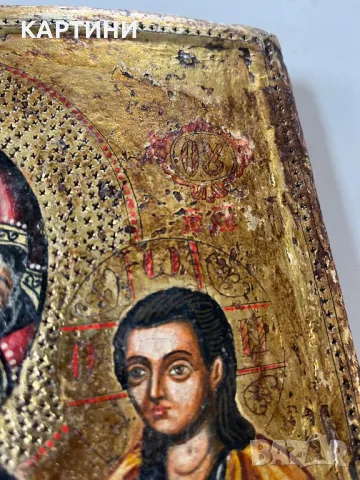 Стара Икона Богородица - ръчно рисувана върху дърво, снимка 3 - Картини - 49754744