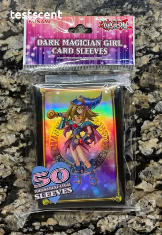 Пакет протектори Yu-Gi-Oh Dark Magician Girl Sleeves Sealed x50 Konami слийвове, снимка 17 - Карти за игра - 40176265