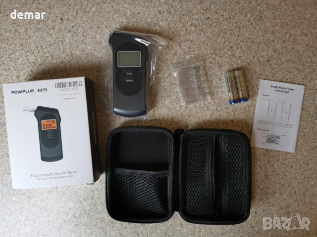 Powplur дрегер и преносим алкохолен тестер за лична и домашна употреба, LCD дисплей, 5 мундщука, снимка 8 - Други стоки за дома - 51997283