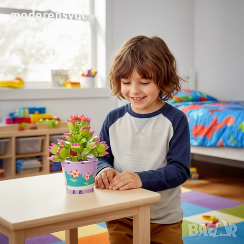 Kомплект строителни блокове, лего с 3D мотиви, цвете 172 броя, снимка 3 - Образователни игри - 52321980