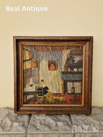 Стара много добра антикварна белгийска картина масло върху платно 