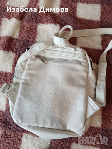 Бяла кожена раница, снимка 2 - Раници - 50851977